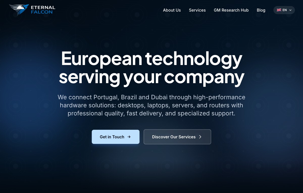 Eternal Falcon homepage screenshot
